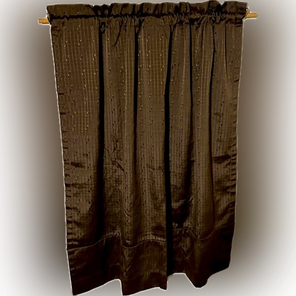 CURTAIN PANEL L 45” W 40” BROWN POLYESTER COTTON WINDOW TREATMENT COVERING DRAPE - Picture 4 of 6